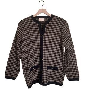 VINTAGE PENDLETON old money houndstooth classic wool large button cardigan M